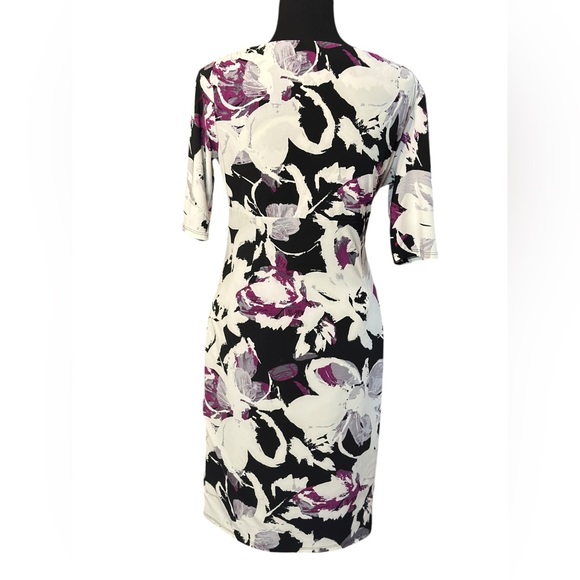 Ralph Lauren Women's Faux Floral Wrap Midi Dress V-Neck Jersey Stretch EUC Sz 10 - Picture 2 of 16